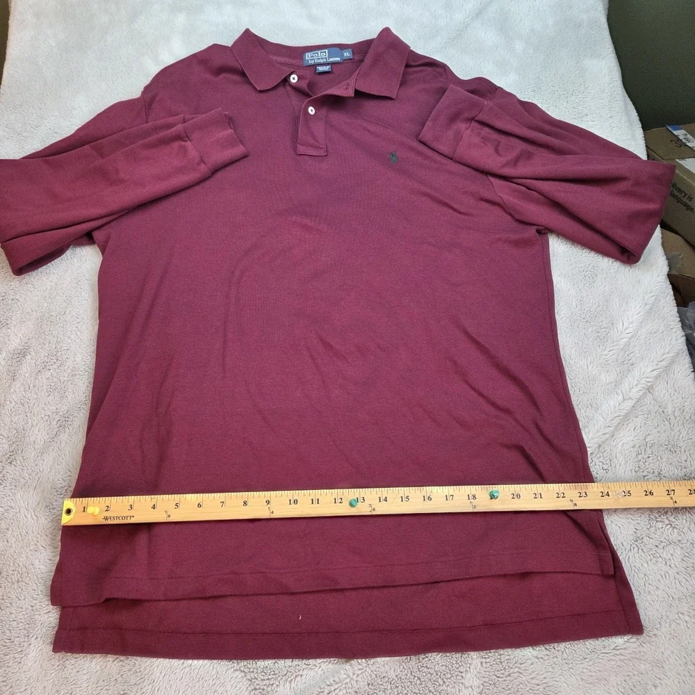 Polo Ralph Lauren Polo Mens XL Long Sleeve Pique Pony Logo Classic Fit Burgundy